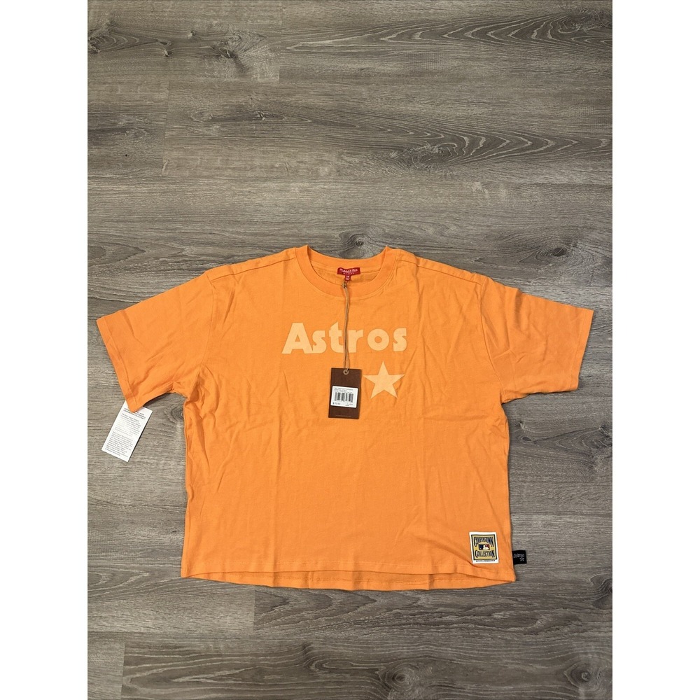 Women's Houston Astros Tonal Boxy Crop Tee 2XL Mitchell And Ness MSRP $70